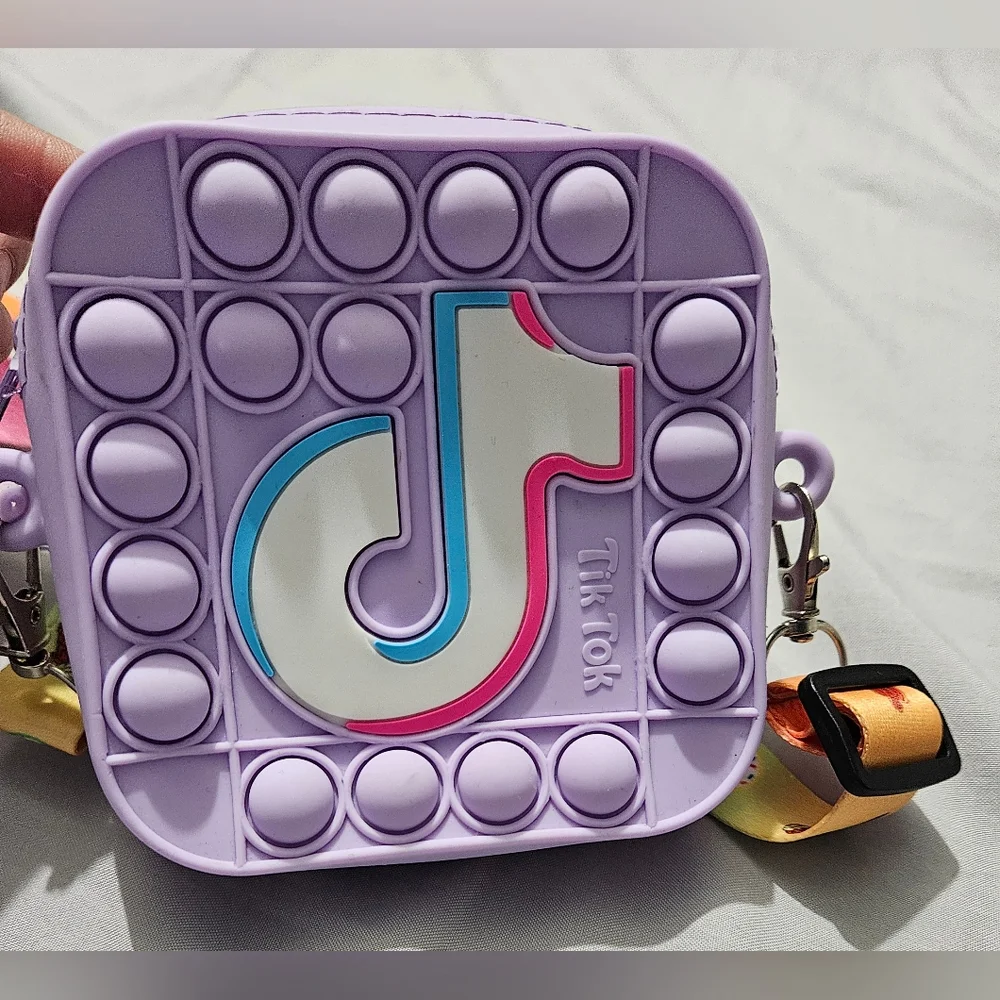 Tiktok Small Purple Pop It Fidget Crossbody Bag - Picture 2 of 5